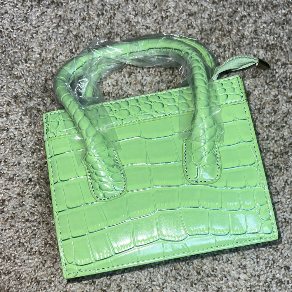 Vibrant Green Crocodile-Embossed Mini Bag